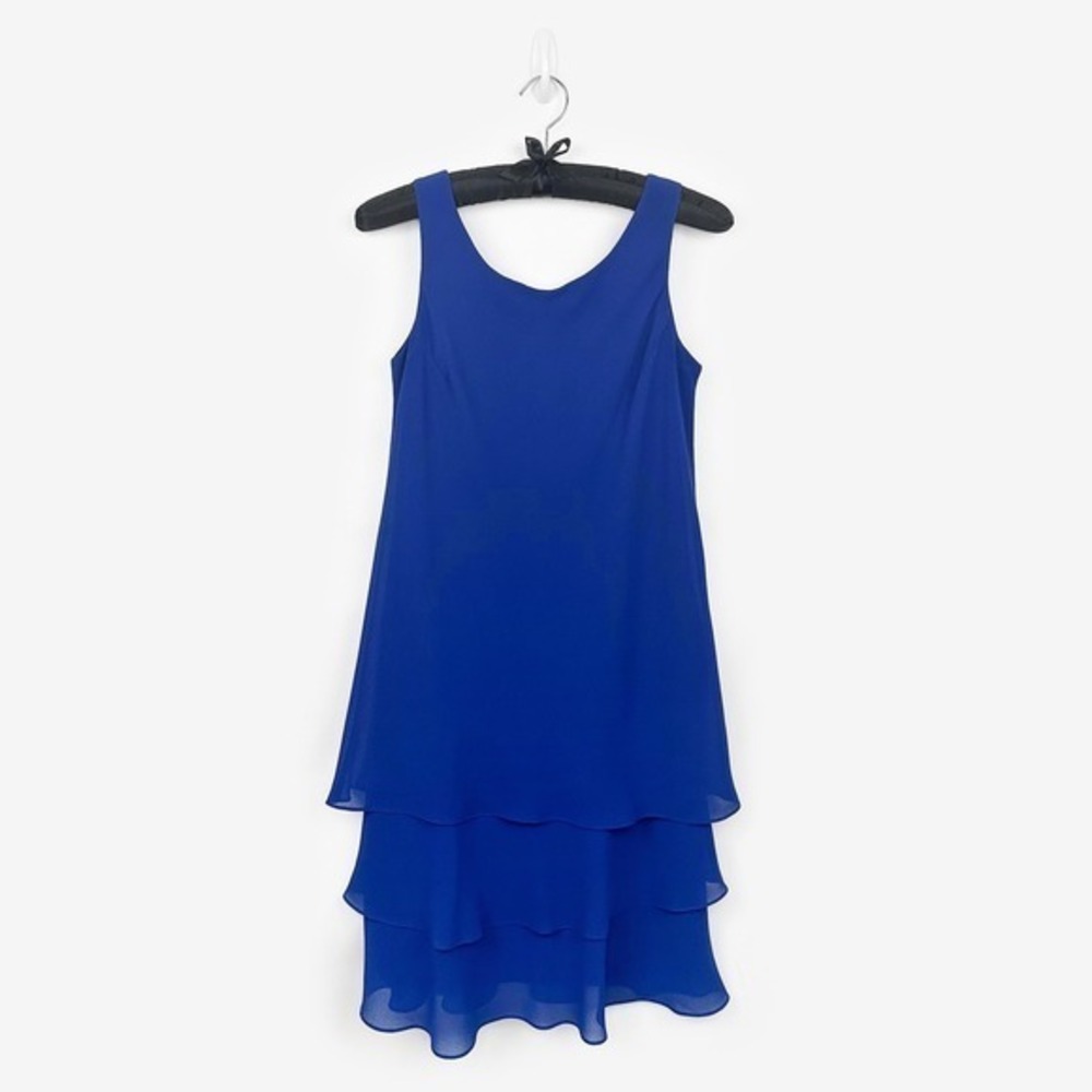 Ursula of Switzerland Tiered Midi Dress Size 6P Cobalt Blue‎